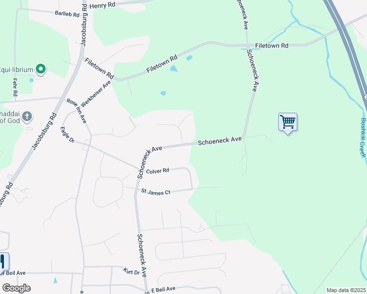 map of restaurants, bars, coffee shops, grocery stores, and more near 399 Winter Springs Road in Nazareth