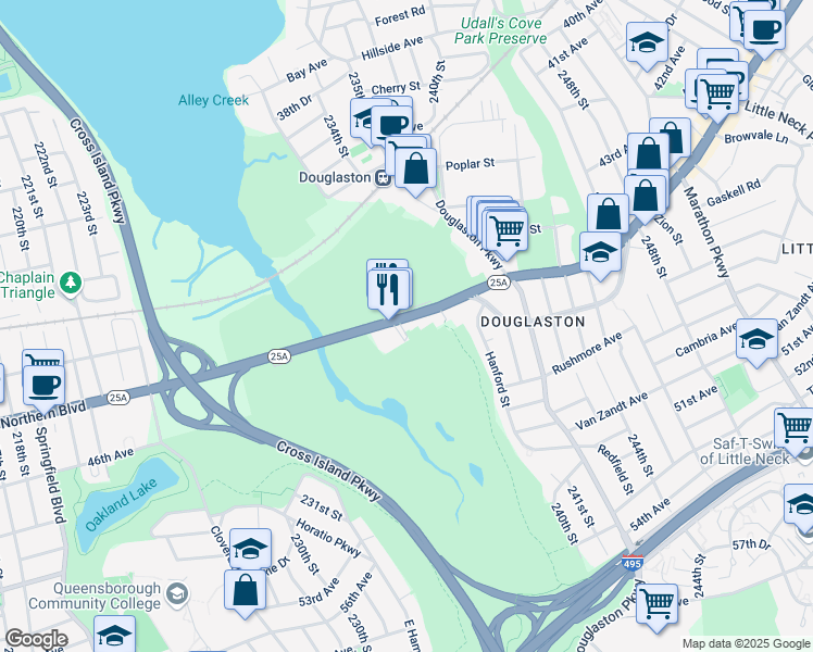 map of restaurants, bars, coffee shops, grocery stores, and more near 232-1 Northern Boulevard in Queens