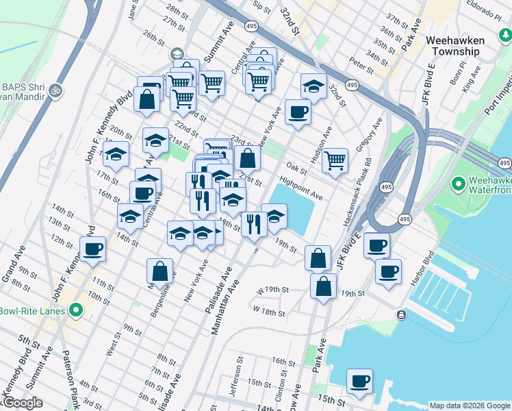 map of restaurants, bars, coffee shops, grocery stores, and more near 317 Monastery Place in Union City
