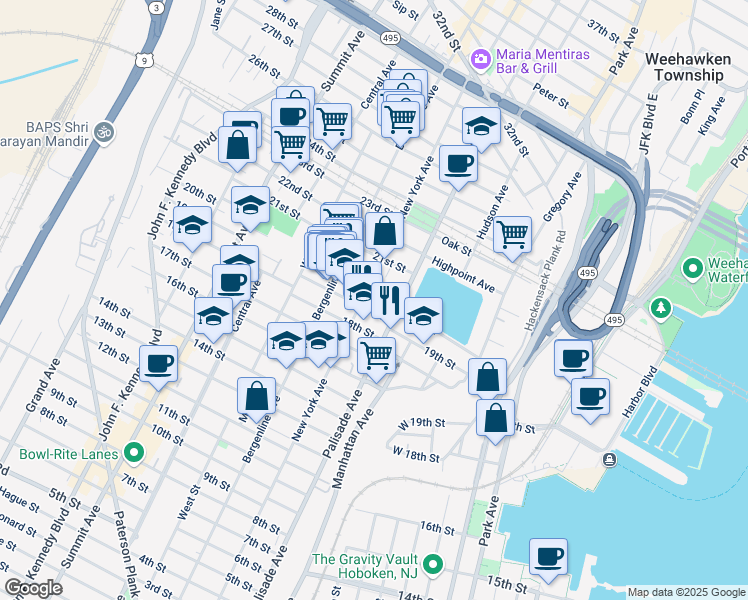 map of restaurants, bars, coffee shops, grocery stores, and more near 317 Monastery Place in Union City