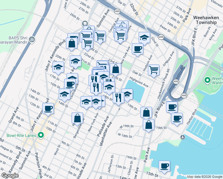 map of restaurants, bars, coffee shops, grocery stores, and more near 317 Monastery Place in Union City