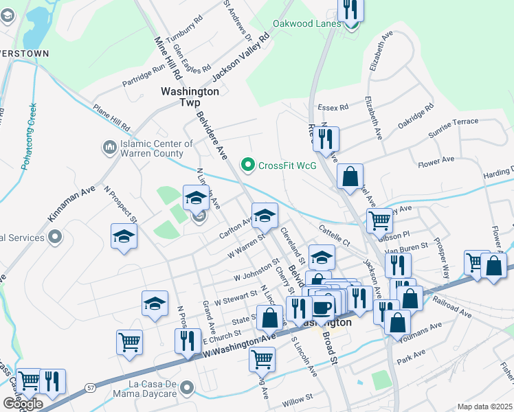 map of restaurants, bars, coffee shops, grocery stores, and more near 236 Belvidere Avenue in Washington