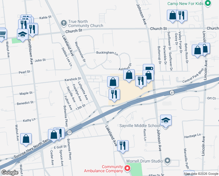 map of restaurants, bars, coffee shops, grocery stores, and more near 146 Sussex Place in Bohemia