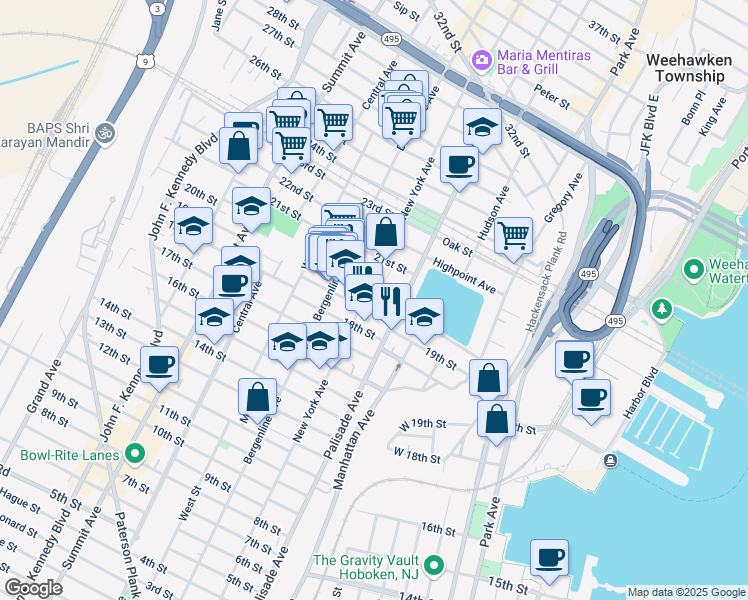 map of restaurants, bars, coffee shops, grocery stores, and more near 317 Monastery Place in Union City