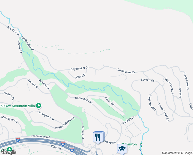 map of restaurants, bars, coffee shops, grocery stores, and more near 9246 Par Court in Park City