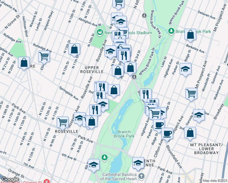 map of restaurants, bars, coffee shops, grocery stores, and more near 488 4th Street in Newark