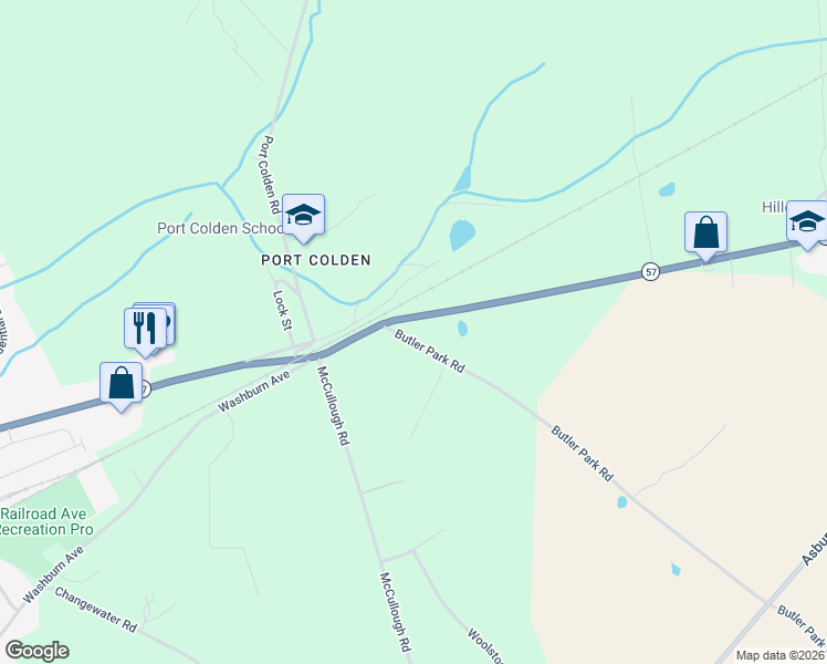 map of restaurants, bars, coffee shops, grocery stores, and more near 609 New Jersey 57 in Washington