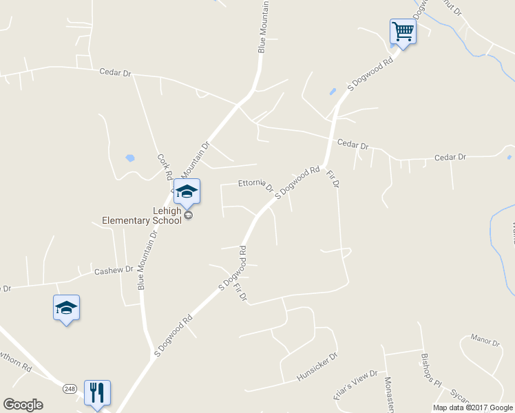 map of restaurants, bars, coffee shops, grocery stores, and more near 4036 Elm Tree Road in Walnutport