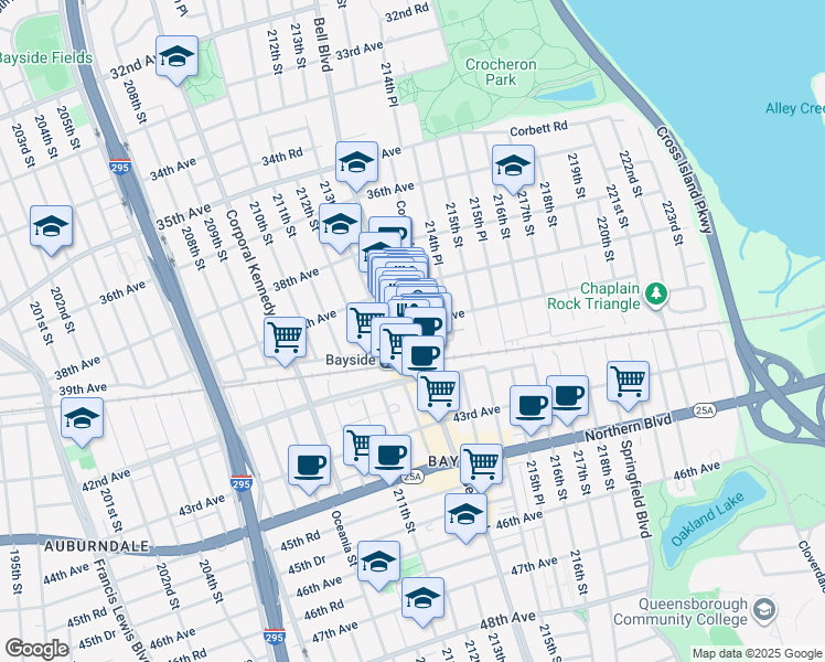 map of restaurants, bars, coffee shops, grocery stores, and more near in Queens