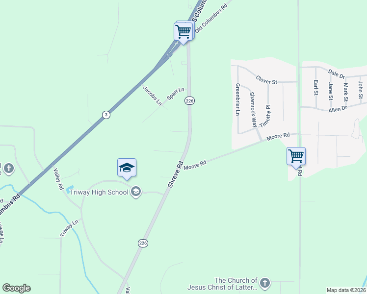map of restaurants, bars, coffee shops, grocery stores, and more near 2841 Shreve Road in Wooster