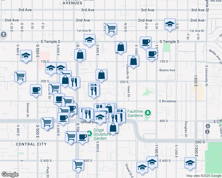 map of restaurants, bars, coffee shops, grocery stores, and more near 862 East Menlo Avenue in Salt Lake City