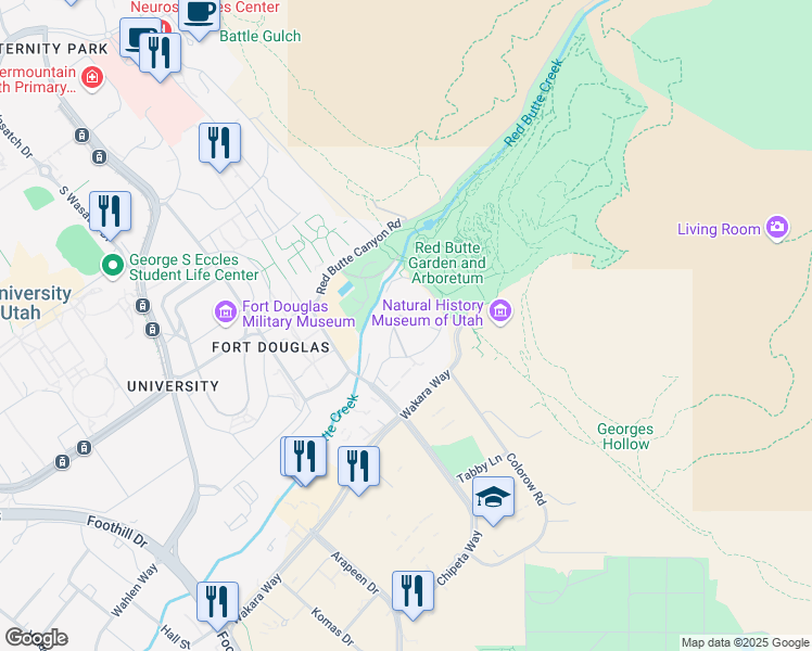 map of restaurants, bars, coffee shops, grocery stores, and more near 295 Chipeta Way in Salt Lake City
