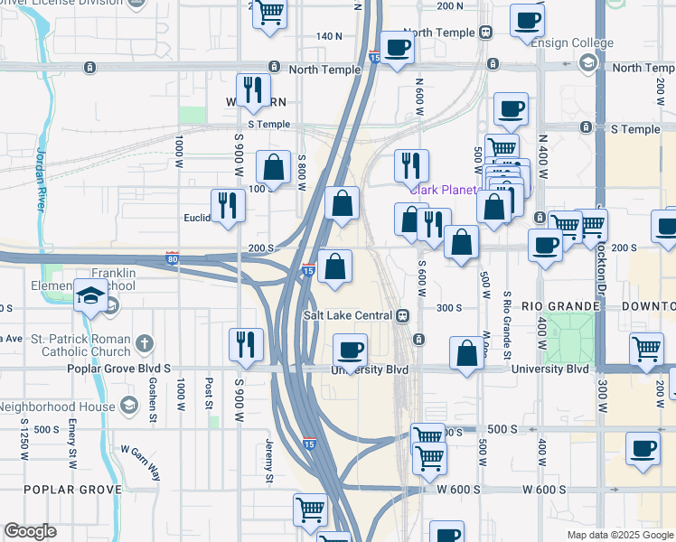 map of restaurants, bars, coffee shops, grocery stores, and more near 748 West 300 South in Salt Lake City