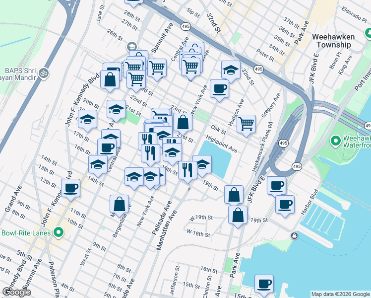 map of restaurants, bars, coffee shops, grocery stores, and more near 317 Monastery Place in Union City