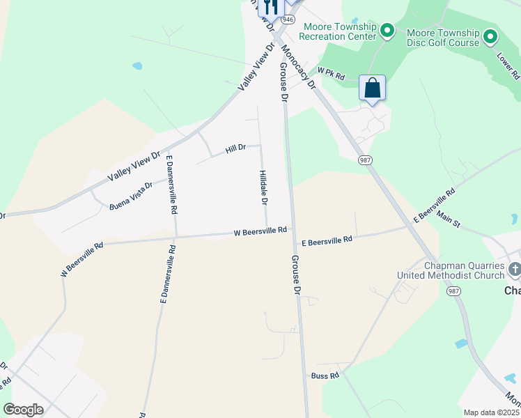 map of restaurants, bars, coffee shops, grocery stores, and more near 509 Hilldale Drive in Bath