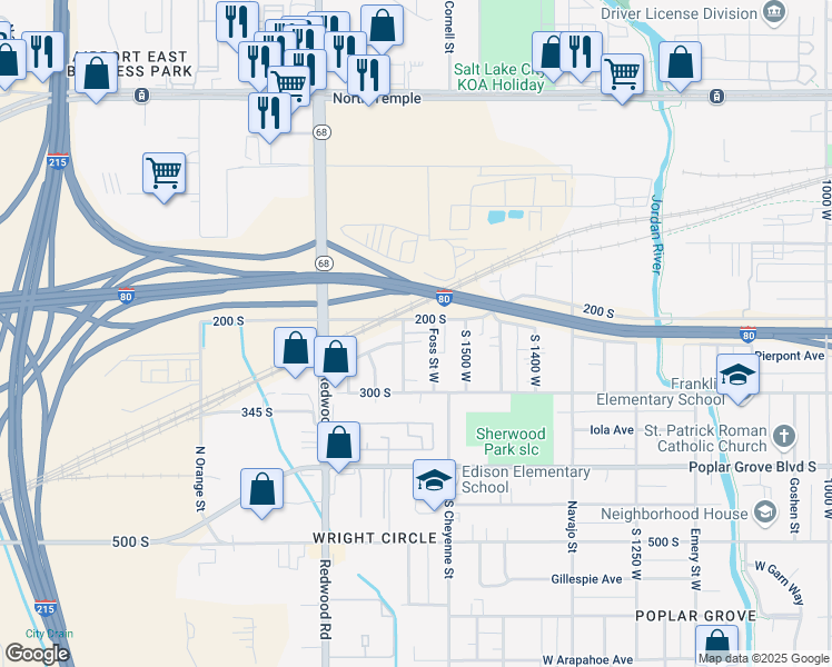 map of restaurants, bars, coffee shops, grocery stores, and more near 1557 West 200 South in Salt Lake City