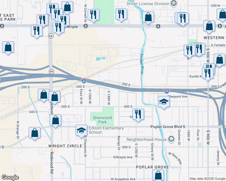 map of restaurants, bars, coffee shops, grocery stores, and more near 238 Navajo Street in Salt Lake City