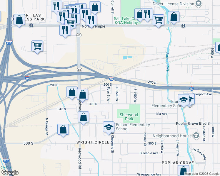 map of restaurants, bars, coffee shops, grocery stores, and more near 236 South 1500 West in Salt Lake City