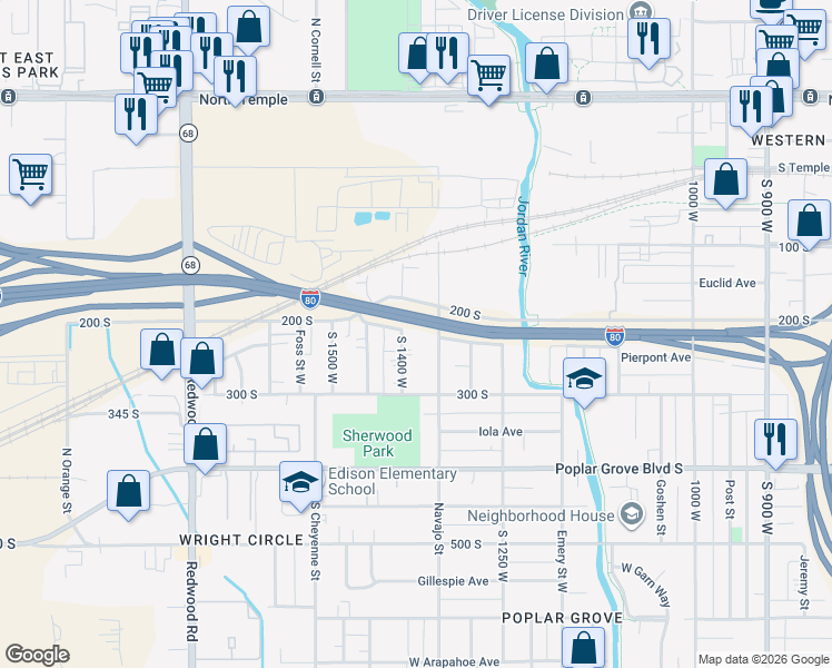map of restaurants, bars, coffee shops, grocery stores, and more near 238 Navajo Street in Salt Lake City
