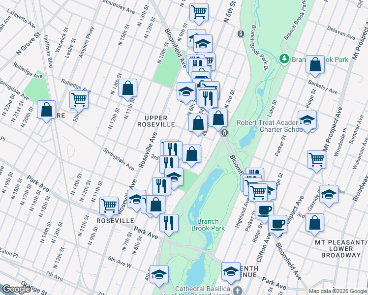 map of restaurants, bars, coffee shops, grocery stores, and more near 488 4th Street in Newark