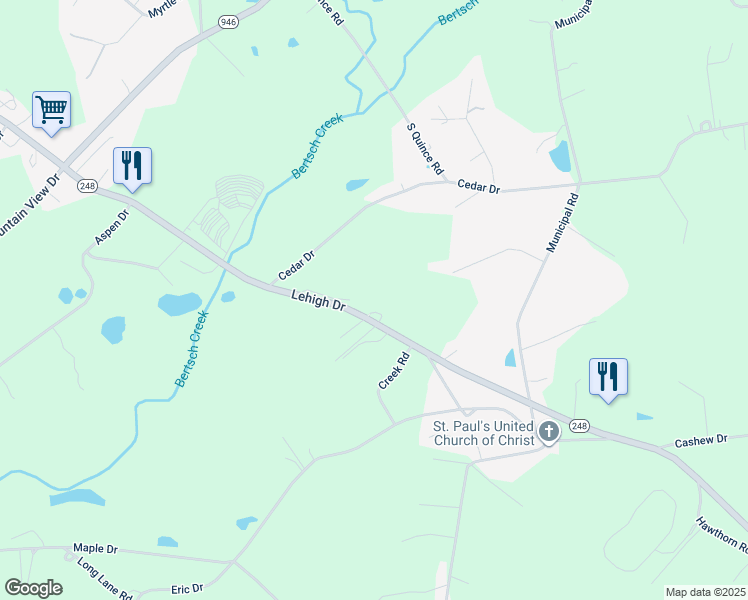 map of restaurants, bars, coffee shops, grocery stores, and more near 4472 Lehigh Drive in Walnutport