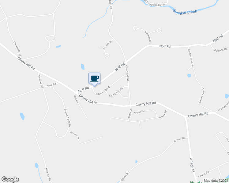 map of restaurants, bars, coffee shops, grocery stores, and more near 424 Cross Hill Road in Nazareth