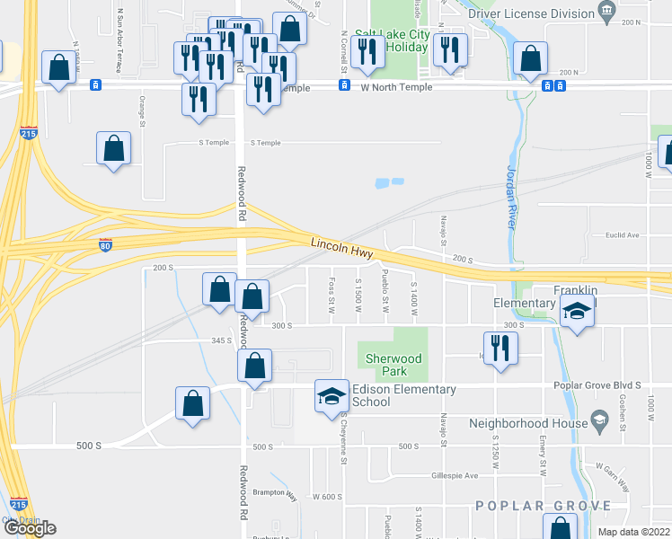 map of restaurants, bars, coffee shops, grocery stores, and more near in Salt Lake City