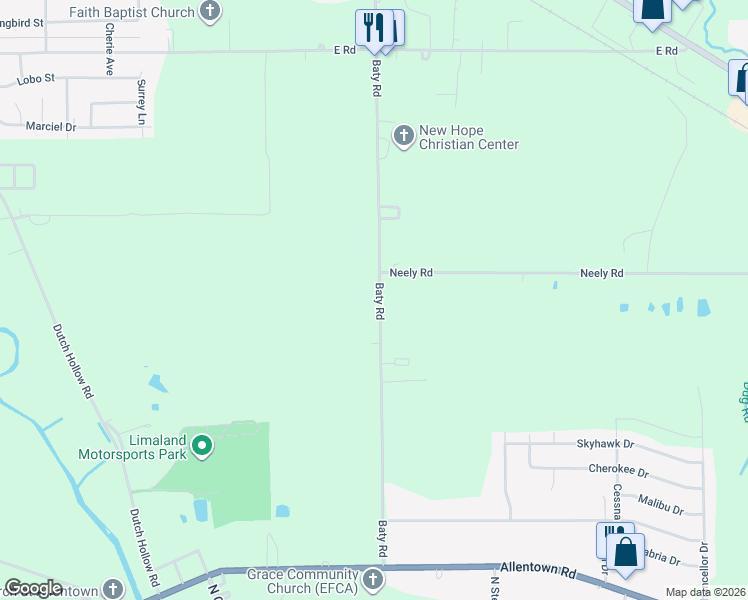 map of restaurants, bars, coffee shops, grocery stores, and more near 1875-1999 Baty Road in Lima