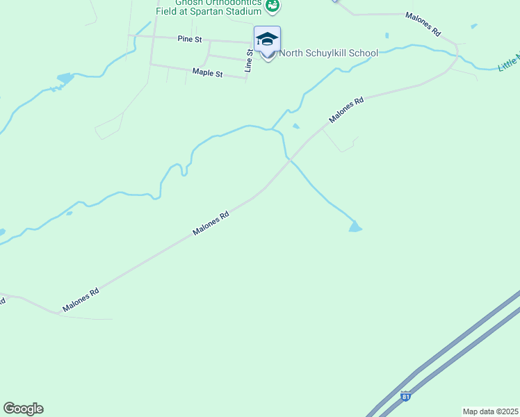 map of restaurants, bars, coffee shops, grocery stores, and more near 162 Malones Road in Ashland