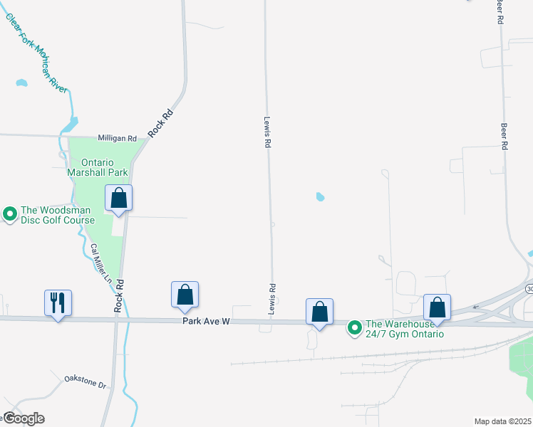 map of restaurants, bars, coffee shops, grocery stores, and more near 475 Lewis Road in Ontario