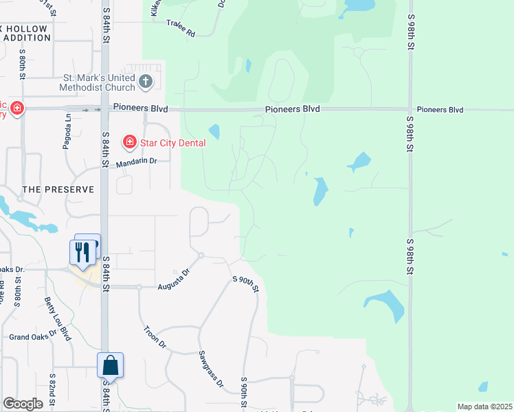 map of restaurants, bars, coffee shops, grocery stores, and more near 4621 Himark Lane in Lincoln