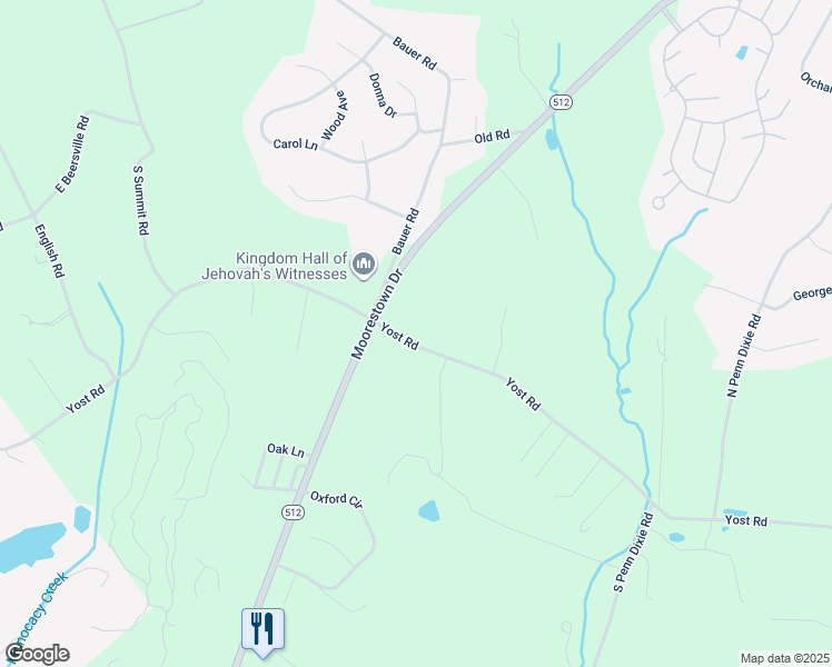 map of restaurants, bars, coffee shops, grocery stores, and more near 2356 Yost Road in Bath
