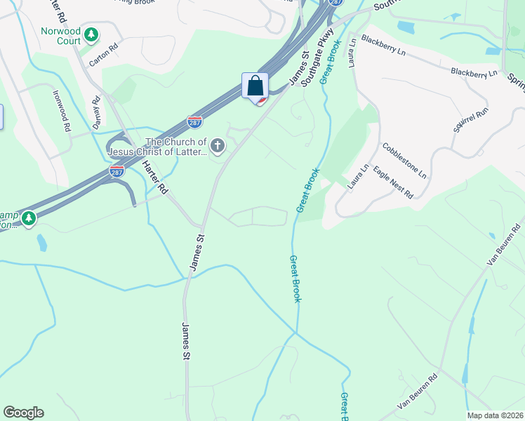 map of restaurants, bars, coffee shops, grocery stores, and more near 18 Raven Drive in Morristown