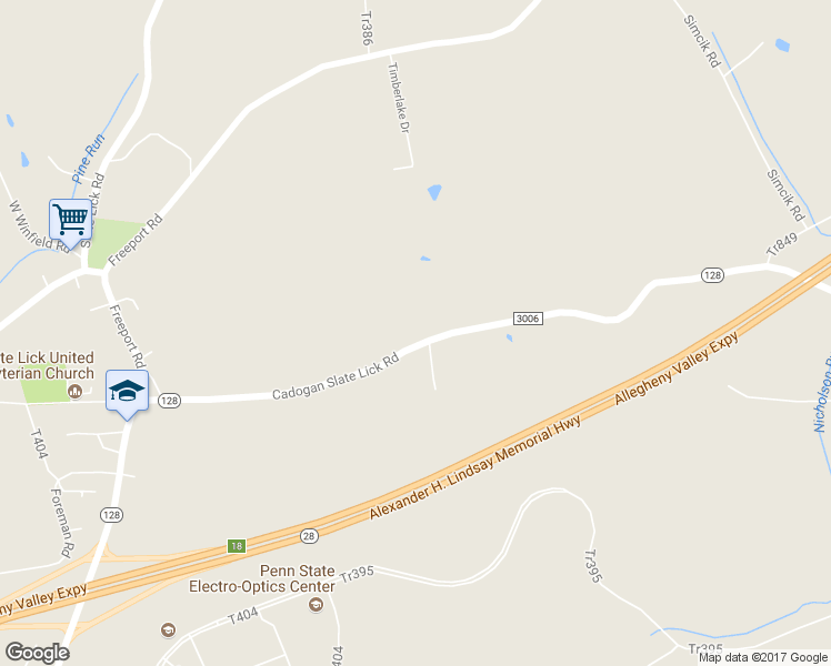 map of restaurants, bars, coffee shops, grocery stores, and more near 219 Cadogan Slate Lick Road in Kittanning