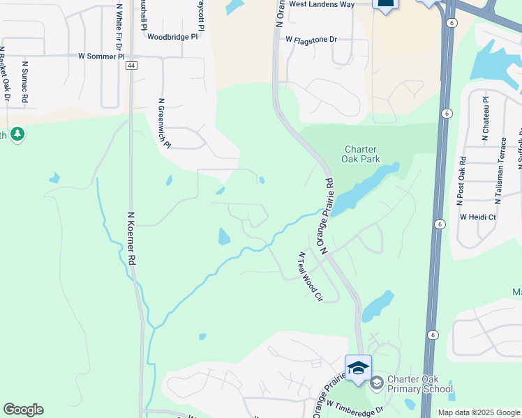 map of restaurants, bars, coffee shops, grocery stores, and more near 5610 West Woodbriar Lane in Peoria