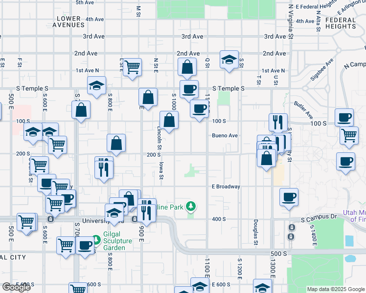 map of restaurants, bars, coffee shops, grocery stores, and more near 167 McClelland Street in Salt Lake City