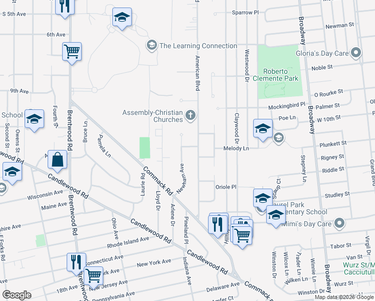 map of restaurants, bars, coffee shops, grocery stores, and more near 118 Ealing Court in Brentwood