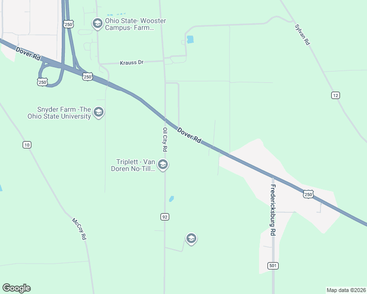 map of restaurants, bars, coffee shops, grocery stores, and more near 3097 Dover Road in Wooster