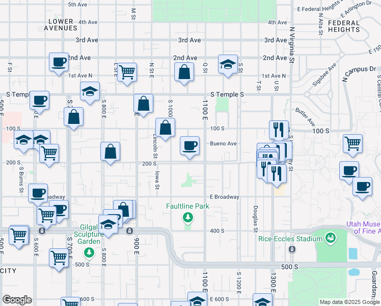 map of restaurants, bars, coffee shops, grocery stores, and more near 167 McClelland Street in Salt Lake City