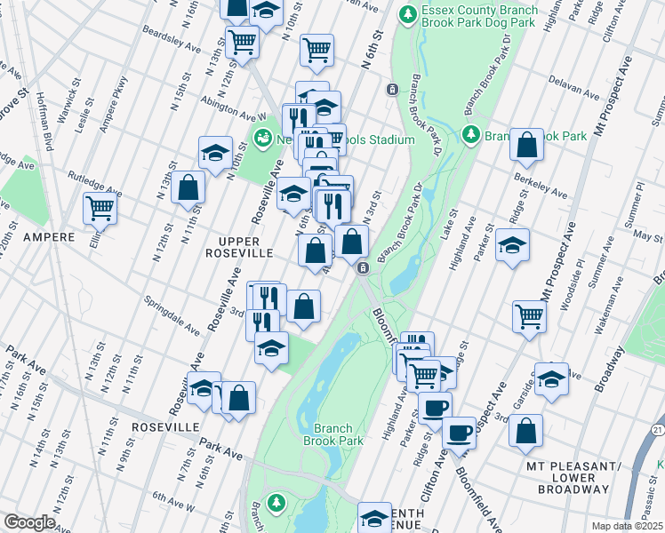 map of restaurants, bars, coffee shops, grocery stores, and more near 533 4th Street in Newark