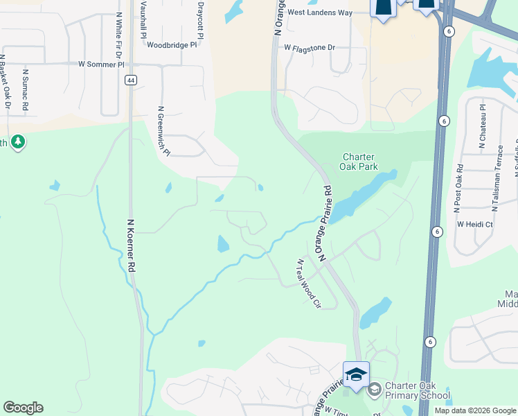 map of restaurants, bars, coffee shops, grocery stores, and more near 5610 West Woodbriar Lane in Peoria