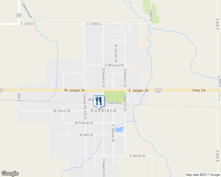 map of restaurants, bars, coffee shops, grocery stores, and more near 110 East Jasper Street in Goodland