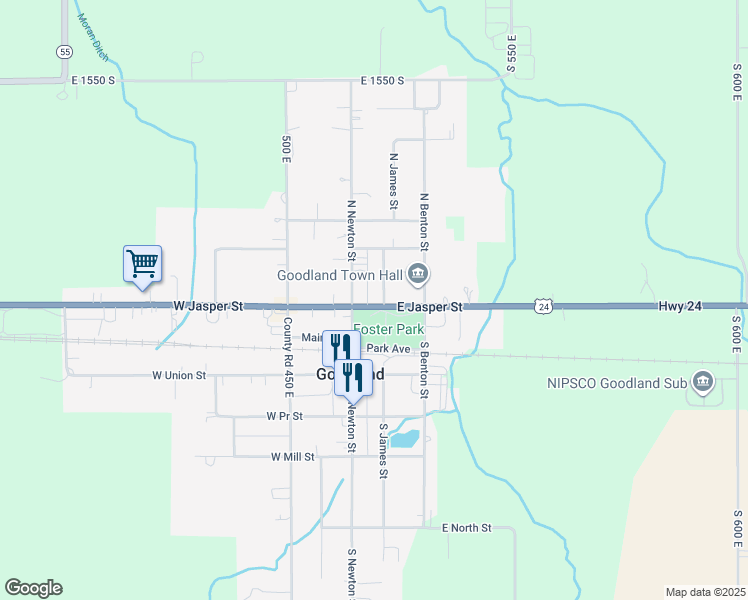 map of restaurants, bars, coffee shops, grocery stores, and more near 110 E Jasper St in Goodland