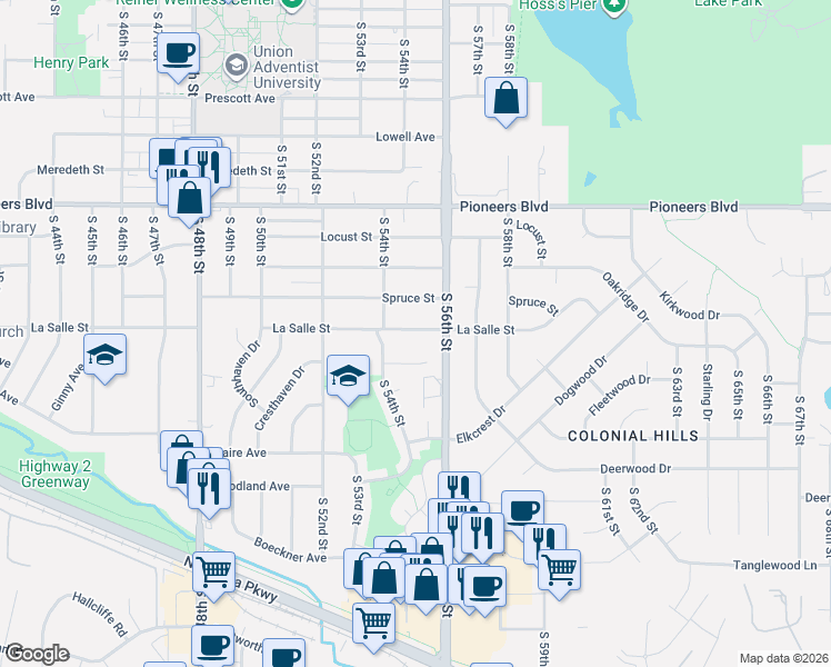 map of restaurants, bars, coffee shops, grocery stores, and more near 5520 Covey Court in Lincoln