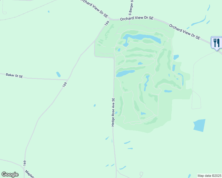 map of restaurants, bars, coffee shops, grocery stores, and more near 2555 Hedge Rose Avenue Southeast in East Canton