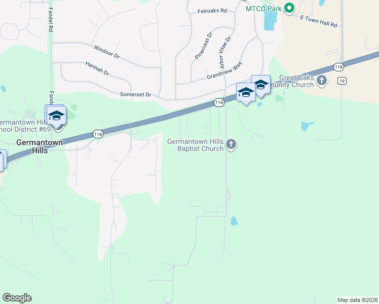 map of restaurants, bars, coffee shops, grocery stores, and more near 459 Old Germantown Road in Germantown Hills