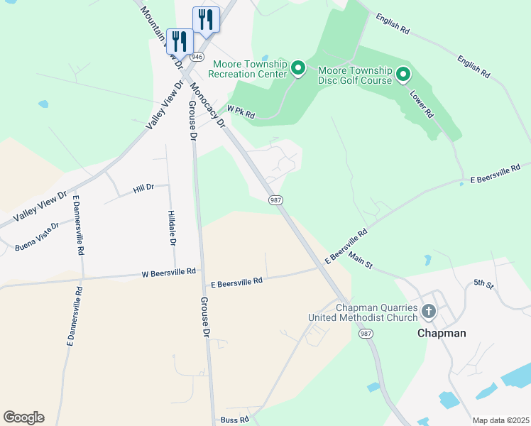 map of restaurants, bars, coffee shops, grocery stores, and more near 515 Monocacy Drive in Bath