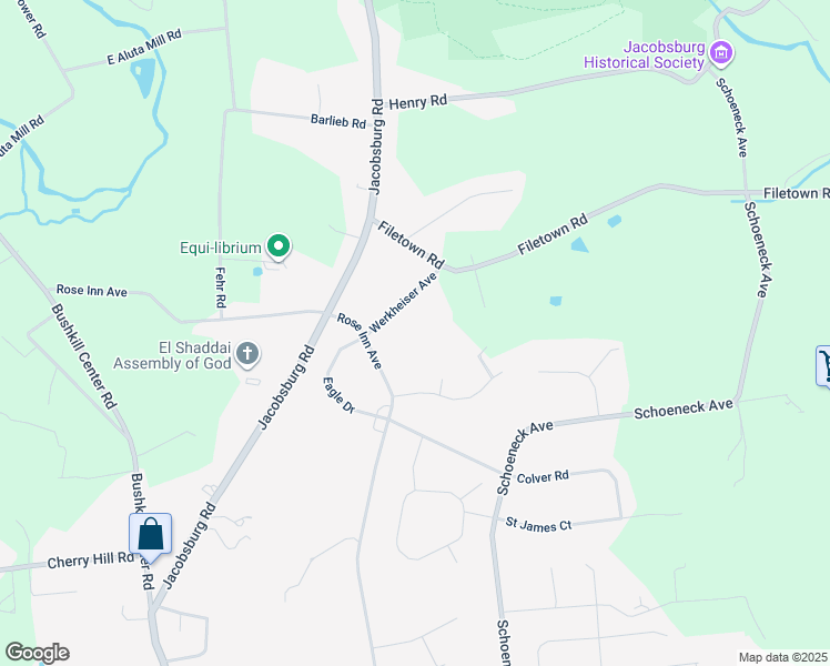 map of restaurants, bars, coffee shops, grocery stores, and more near 539 Werkheiser Avenue in Nazareth