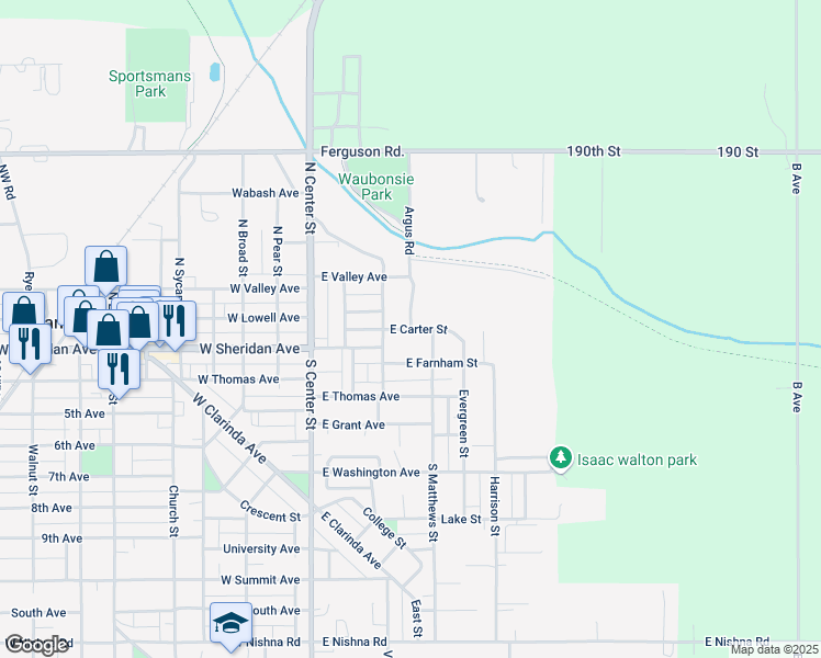 map of restaurants, bars, coffee shops, grocery stores, and more near 100 Argus Road in Shenandoah