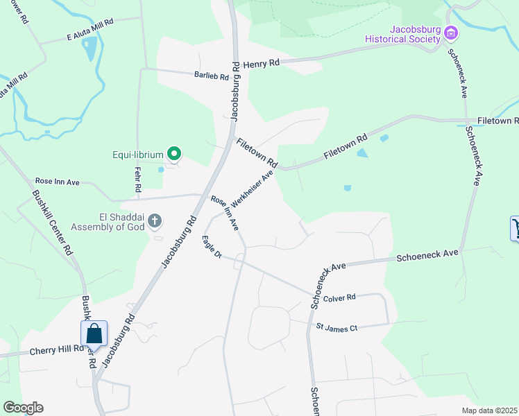 map of restaurants, bars, coffee shops, grocery stores, and more near 539 Werkheiser Avenue in Nazareth